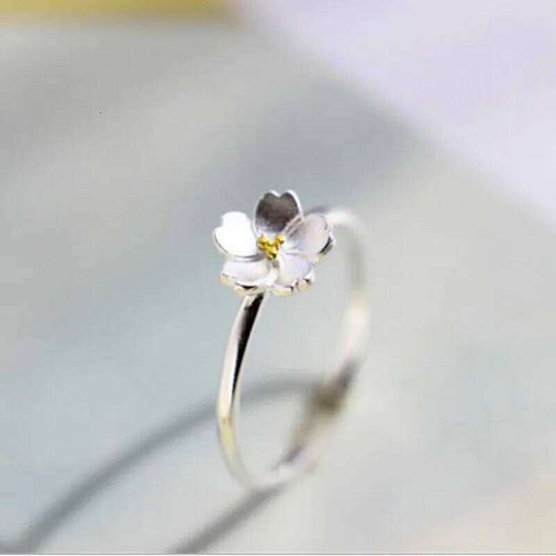 New Exquisite Fashion Popular Korean 925 Sterling Silver Jewelry Aesthetic Small Fresh Cherry Flowers Opening Rings R003 H260312