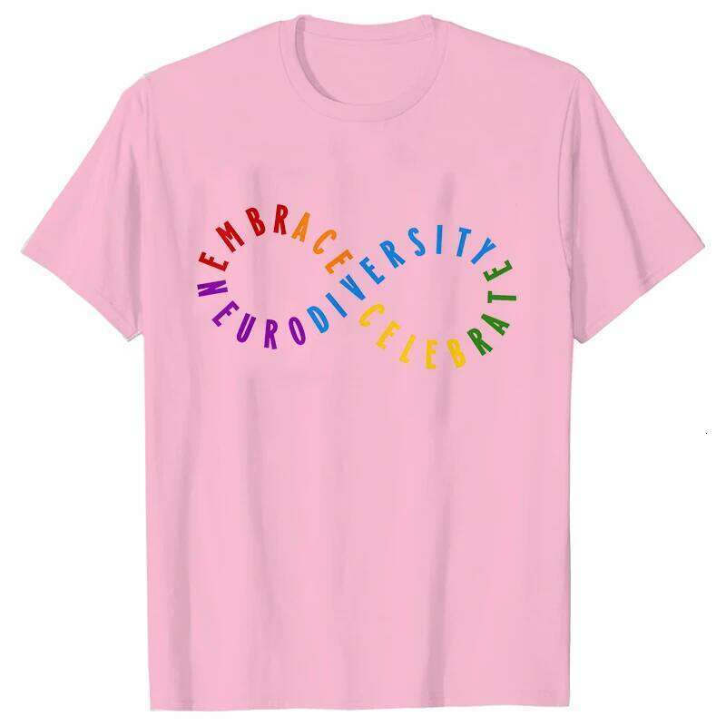 Autism Acceptance Rainbow Infinity Symbol Print Women T-shirt Short Sleeve Graphic T Top Summer Shirt Tshirts Female Tee T-Shirt Z260314