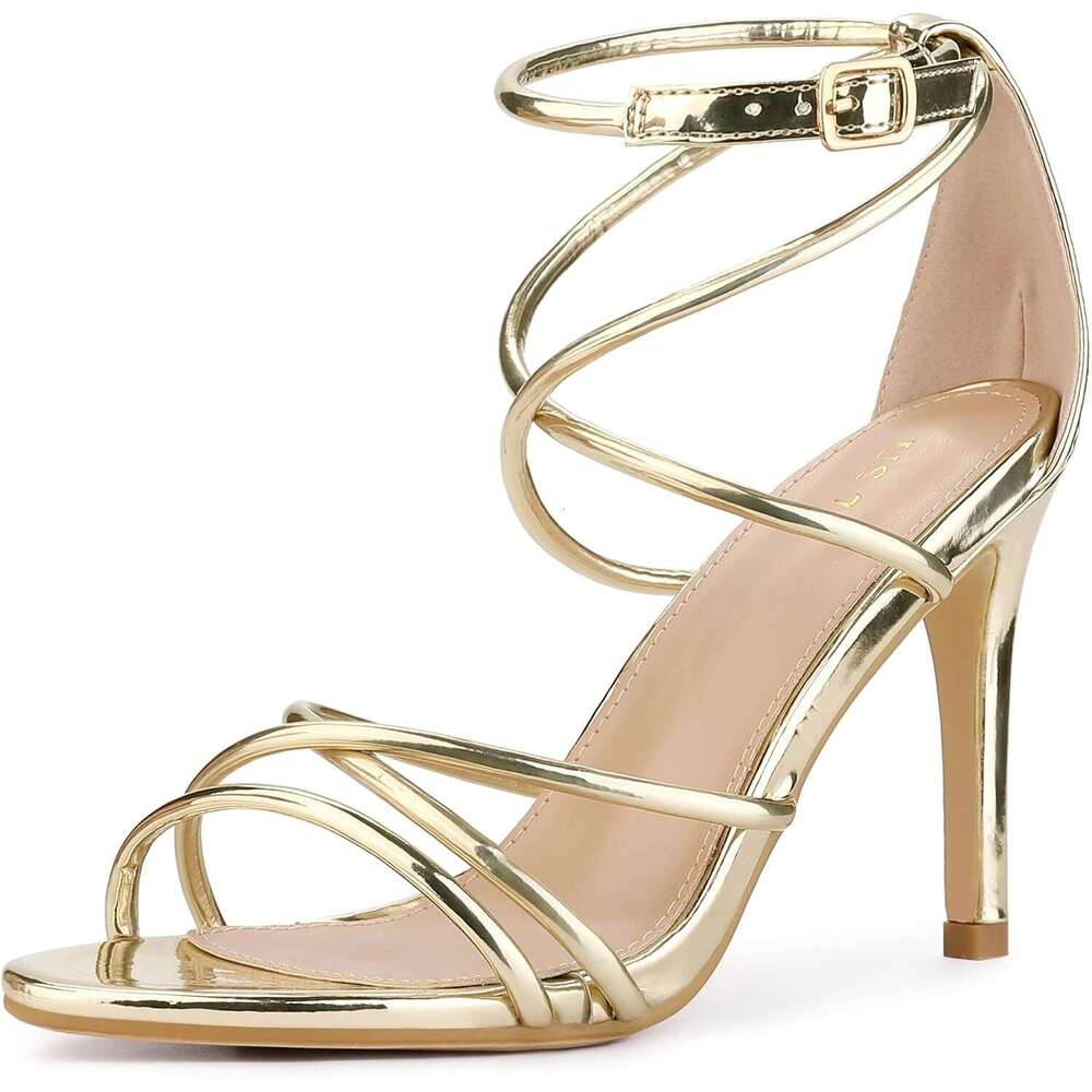 Crisscross Strappy Open Toe Stiletto Heel Sandals For Women MOJIDASHU