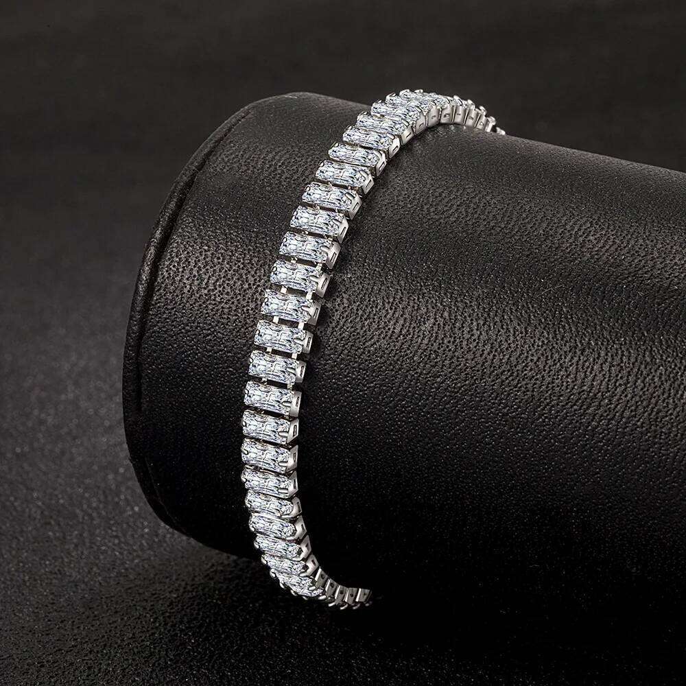 luxury 925 Sterling Silver fine Crystal Bracelet For Women fashion Engagement Wedding Glamour Jewelry 18CM Z260313