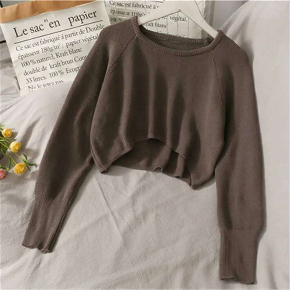 2024 Fashion Students All-match Knitwear Soft Korean New Pullovers Women O-neck Cropped Tops Autumn Winter Casual Loose Sweater Z260313