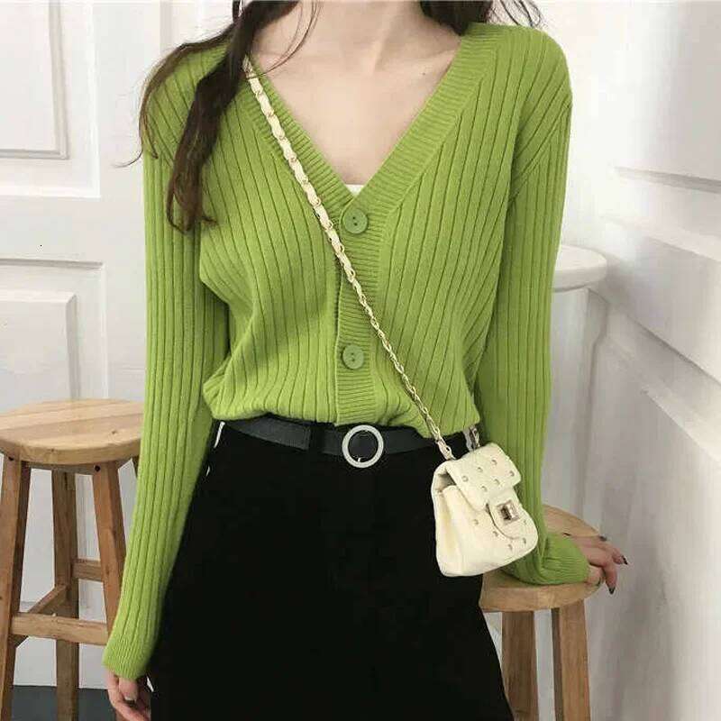 Knitted Cardigans New Long Sleeve O-Neck White Knit Sweater Cardigan Women Tops Knitwears Sueters De Mujer Q1205 Z260313