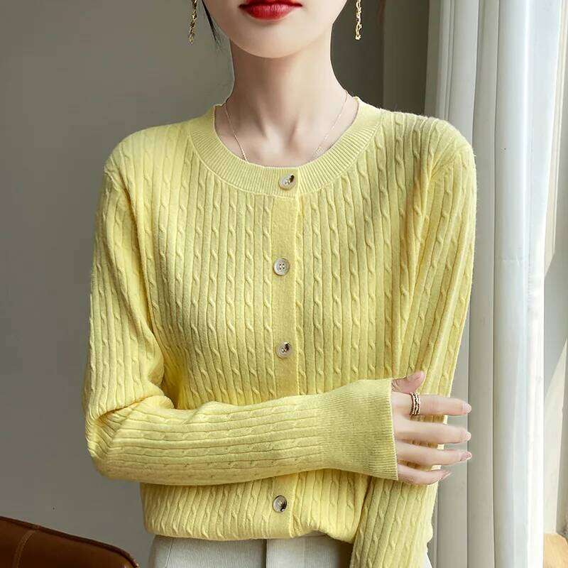 Autumn And Winter Fashion Knitted Cardigan Button Sweater, Round-Neck Comfortable Long-Sleeved Sweater For Women RY416 Z260313