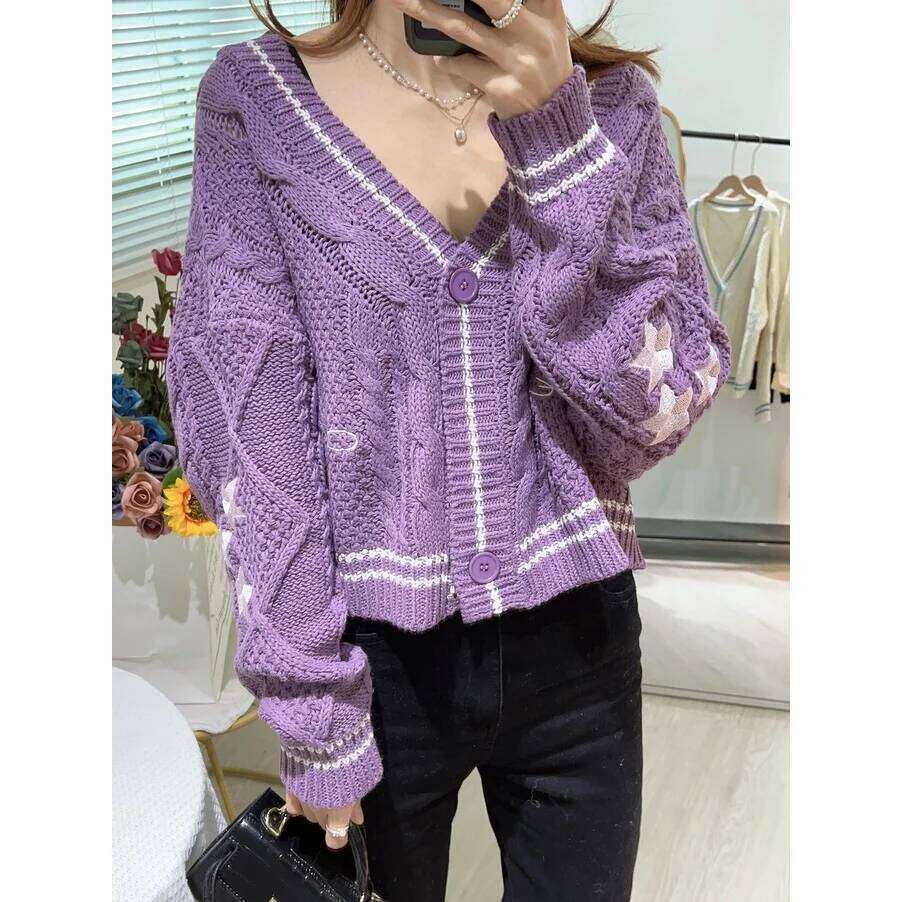 Taylo Swft Purple Short Speak Now Embroidered Star Cardigan Sweater 001 Z260314