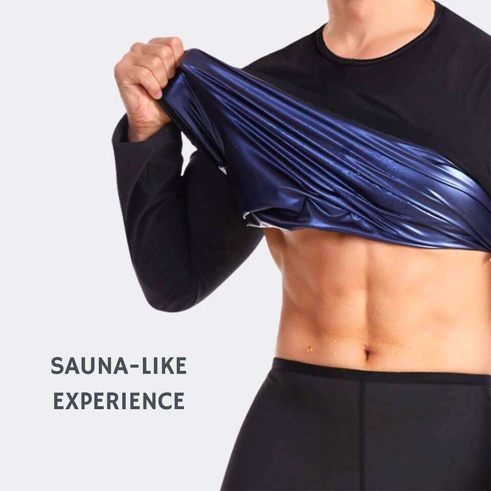 Sauna Shirt Men Sweat Suit Compression Long Sleeve Top Weight Loss Body Shaper Shirts for Workout Sports 26Y0313