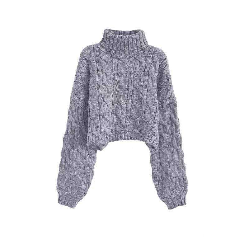 High-neck Pullover Short Twist Sweater for Women in Autumn and Winter New Lazy Style Loose Thickened Knitted Outside Wear Z260314