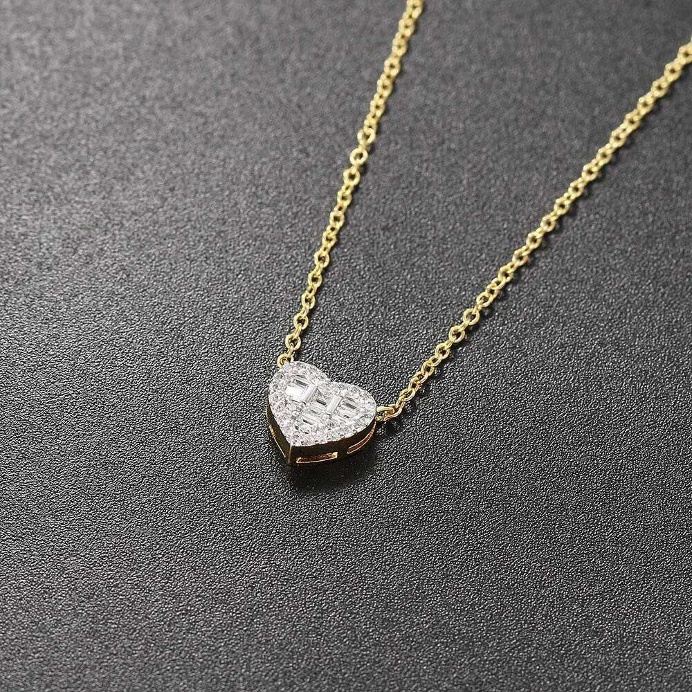 Women's Korean Aesthetic Crystal Heart Choker - Gold, Skin-Friendly, Daily/Date/Party/Anniversary/Birthday/Gift N564 H260312