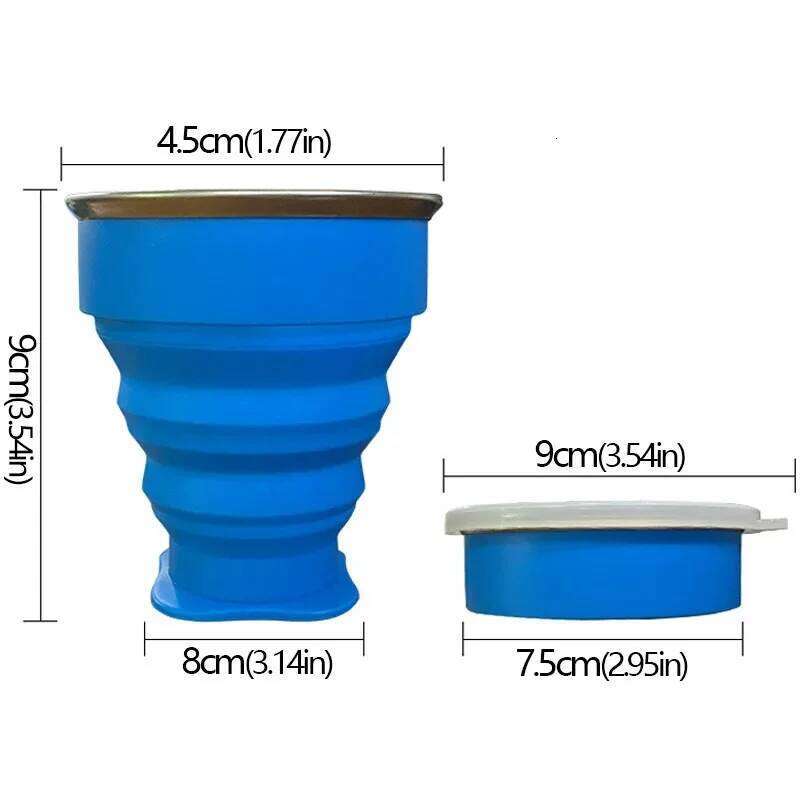 200ml Portable Cups BPA FREE Food Grade Silicone Retractable Folding with Lid Outdoor Coffee Travel Water Cup Z260313