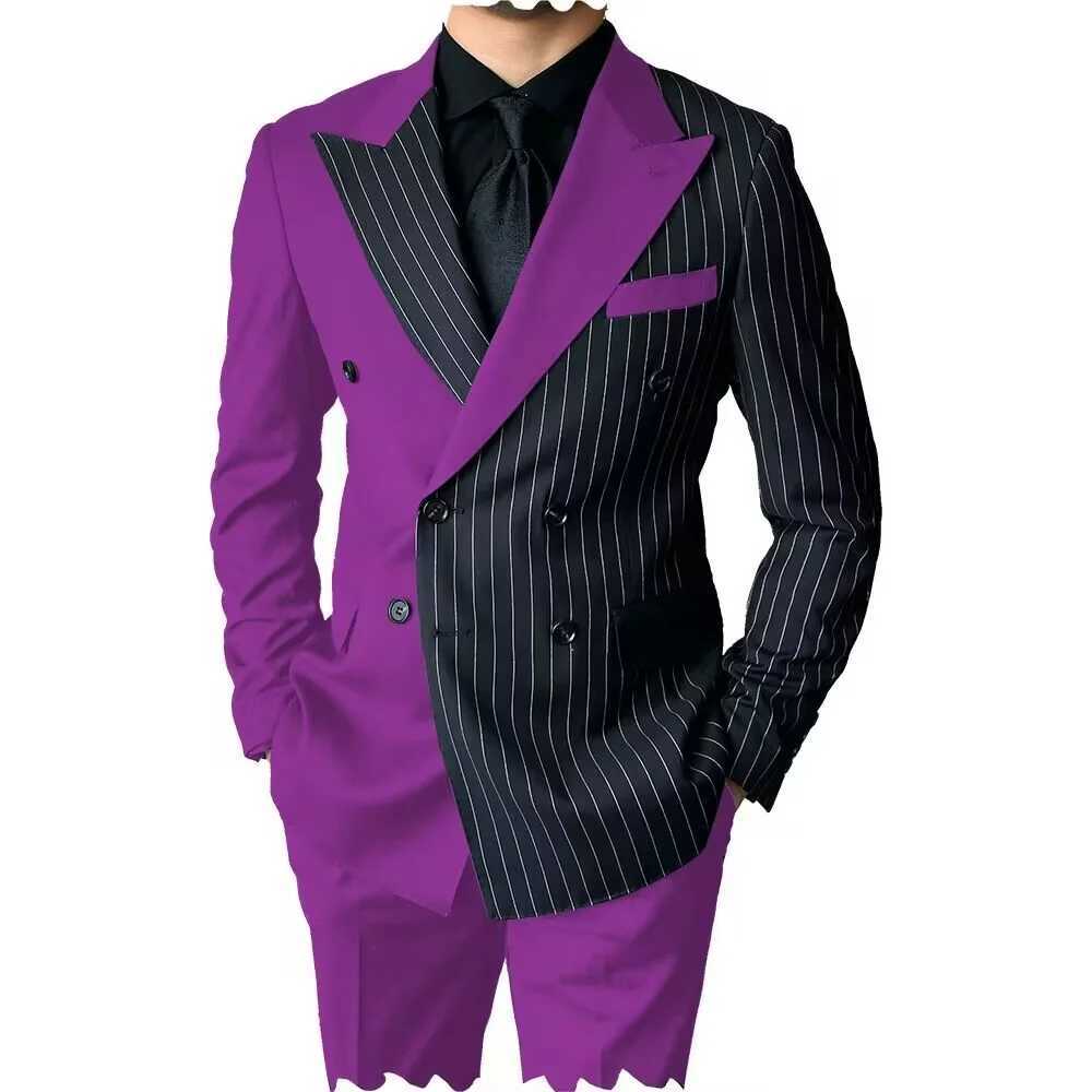 Mens Slim Fit 2-Piece Tuxedo Set Wedding Groomsmen Smoking Suit with Peak Lapel Double Breasted Blazer And Pants for Dance Prom M260313