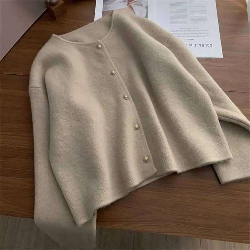 Autumn Women Cardigan Solid Casual Warm Outerwear Knitwear Tops Elegant Korean Single-breasted Ladies Sweater Clothing Z260313
