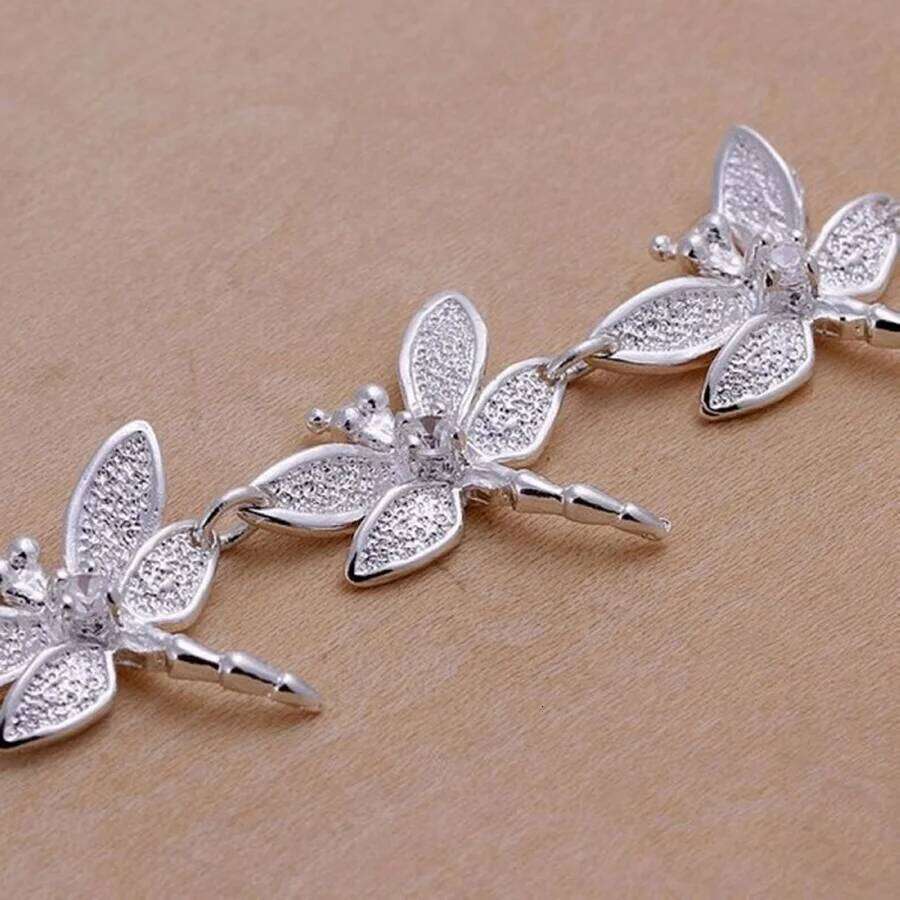 high quality new fashion Silver color Jewelry Creative inlaid stone dragonfly Bracelets Chain lady women free shipping Z260313