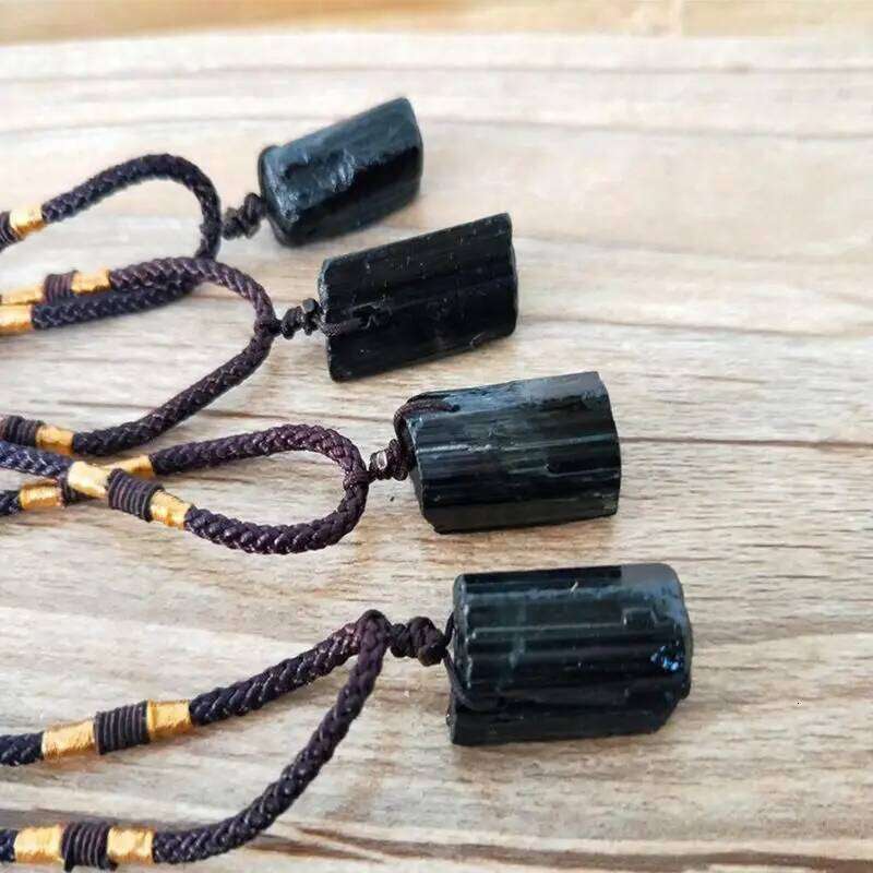 31BB Positive Natural Crystal Black Tourmaline Stone Pendant Jewelry Decor Healing for Raw Gemstone Necklace Best Wi H260312