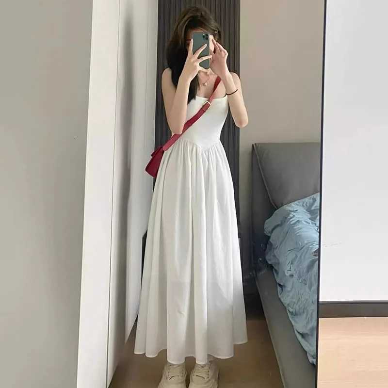 Fashion High Waisted Suspender Dress Female Summer Casual Simple Versatile Long Dresses Women Elegant Streetwear Camisole DressT260314