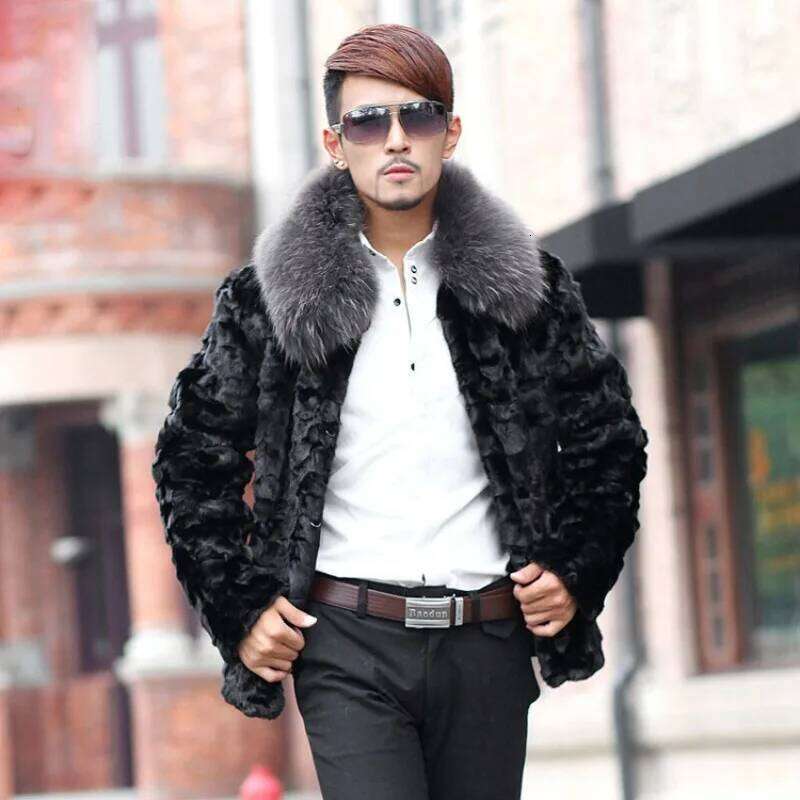 Faux Coat Winter Thick Warm Collar Long Sleeve Windbreaker Luxury Brand Men Clothing Fur Coats Z260313