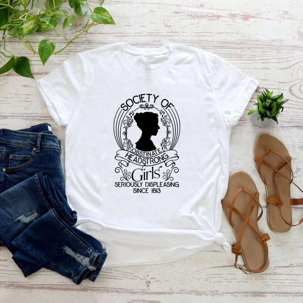 Society of Obstinate Headstrong Girls T-Shirt Jane Austen Tshirt Pride and Prejudice Shirt Women Graphic T Shirts Streetwear Top Z260314