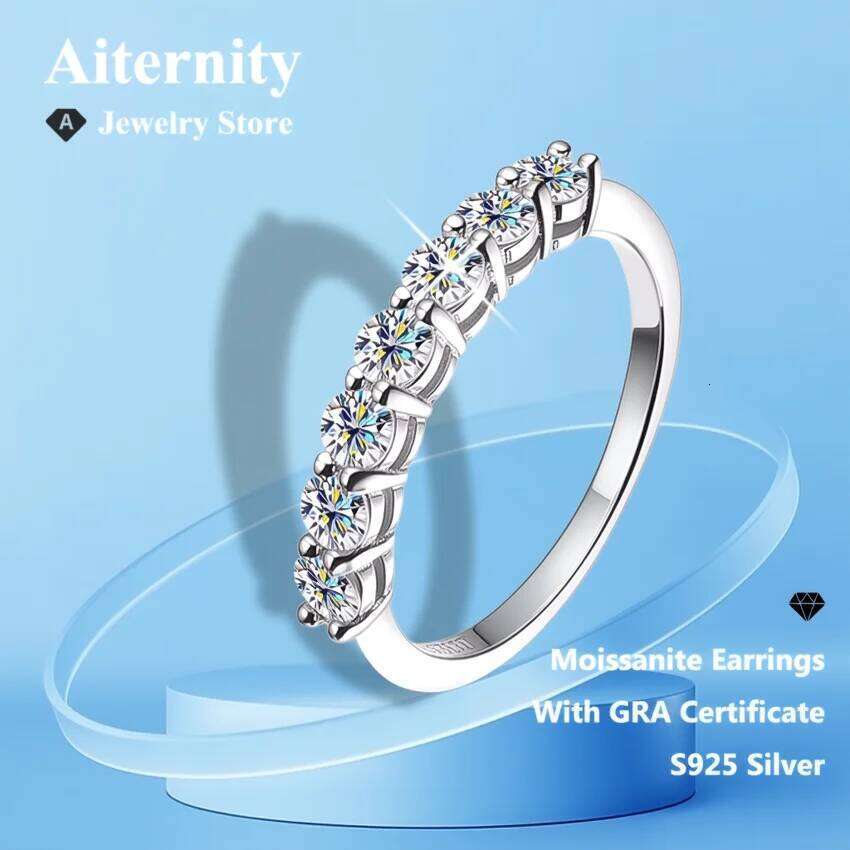 D VVS1 Moissanite Ring 925 Sterling Sliver With GRA Certificate Eternity Band Wedding Engagement Rings For Women And Men H260312