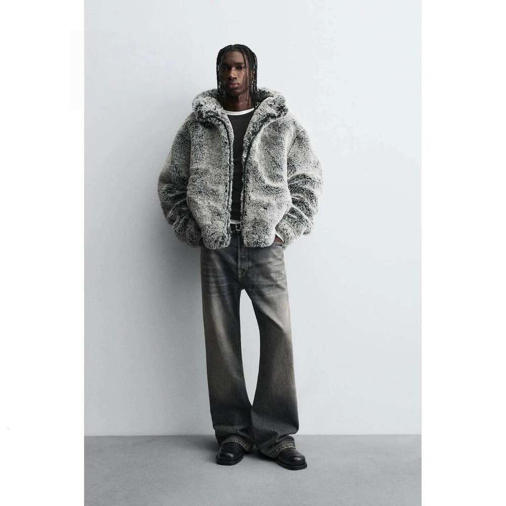 Men's Fashion Luxury Faux Overcoat Winter Warm Hooded Windproof Fur Jacket Thick Thermal Parkas Outerwear For Male Z260313