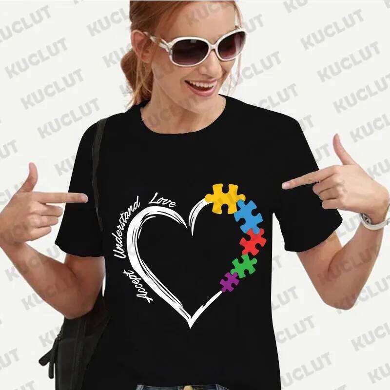 New T-shirts for Women Fashion Print Unisex Y2K Streetwear Clothes Awareness T Shirt Autism Female Tee Top Z260314