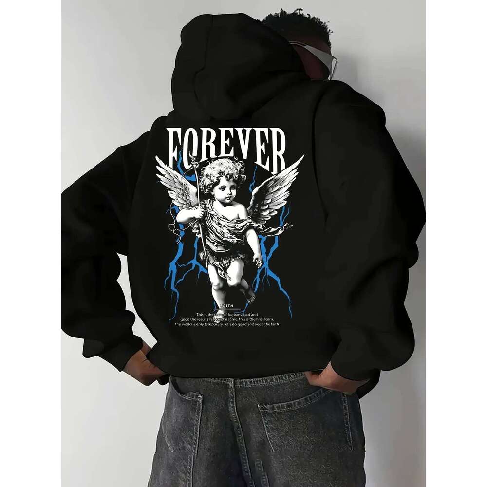 2025 Best-selling Angel Print Men Women Hooded Sweatshirt Autumn Winter Daily Outdoor Vacation Fitness Casual Warm Sportswear Z260314