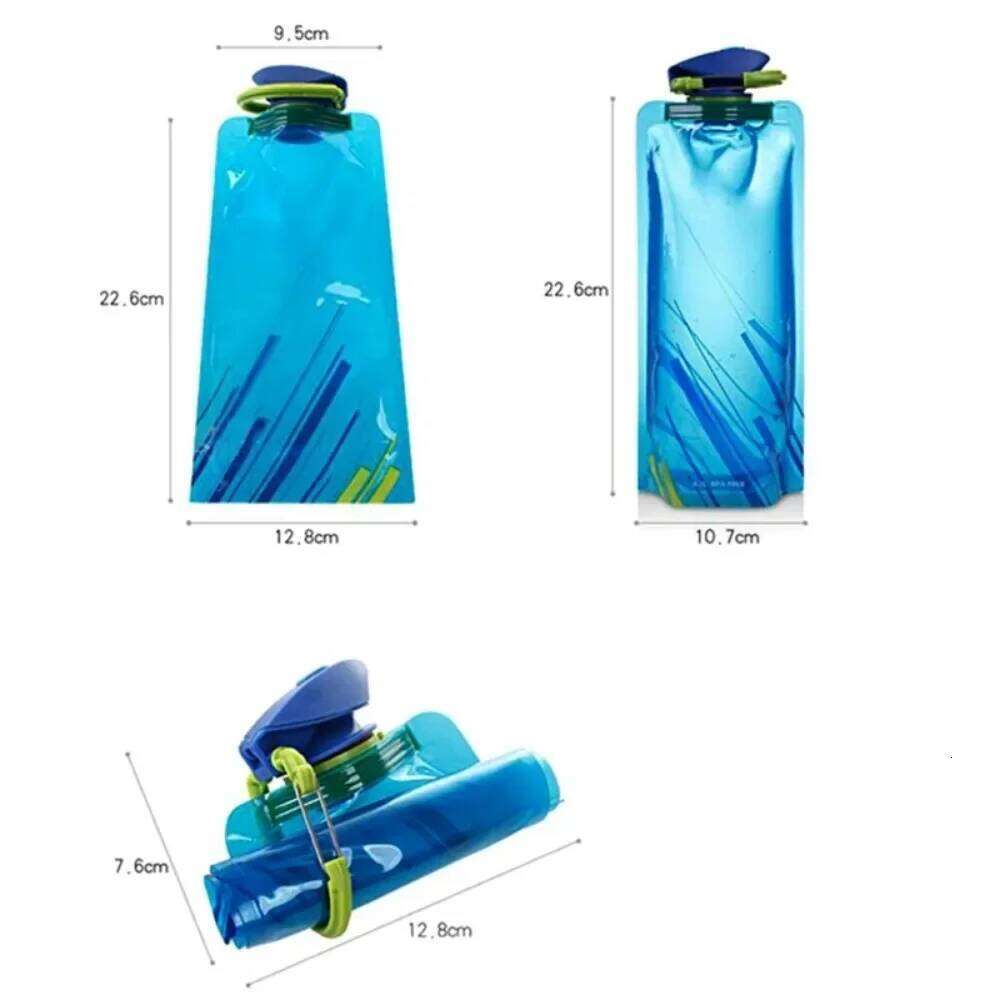 Foldable Reusable Water Bottle - Flexible Soft Flask with Carabiner Clip, Ideal for Travel and Outdoor Sports Hydration Needs Z260314