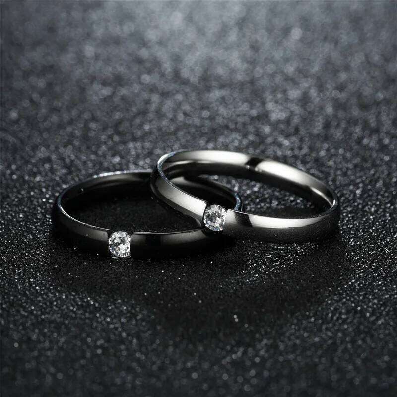 Fashion Open Couple For Women Men Micro Inlaid Zircon Simple Korean Stainless Steel Ring Size 6-12 H260312