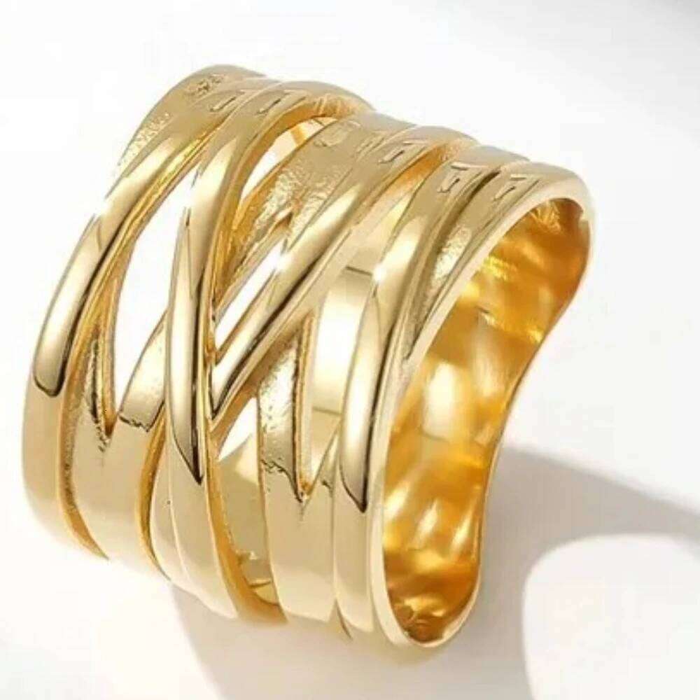 Stainless Steel Tricolor Gradient Ring Fashionable Trendy Men's and Women's Rings Accessories Party Jewelry H260312