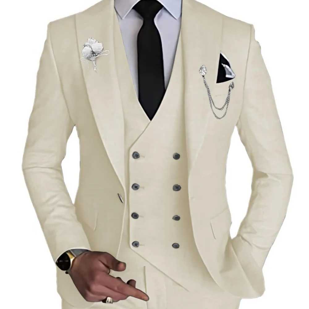 CHIc Blue Mens Terno Set wiTH 3-Piece JaCKet Pants VEST Notch Lapel Slim Fit Blazer for Formal Occasions M260313