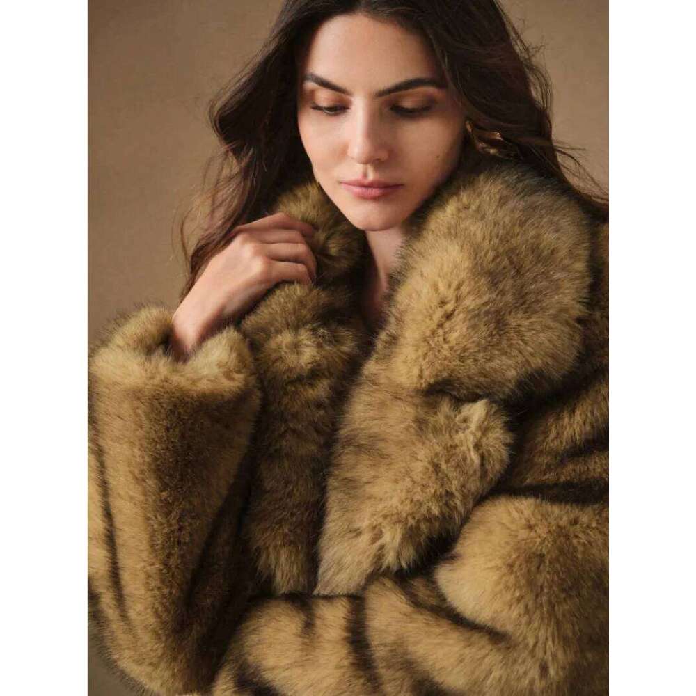 New Autumn and Winter Fashionable Long Coat Imitating Fox Fur Fluffy Parka Jacket Z260313