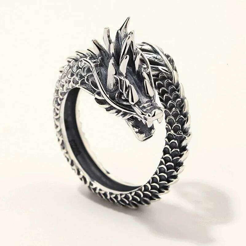 Hot selling new 925 sterling silver retro domineering Chinese dragon creative personality open ring fashionable and exquisite H260312