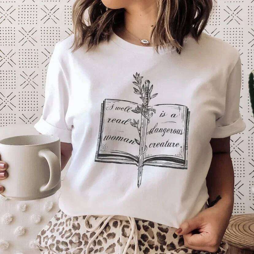 Books Cats Tarot Vintage Tee Fashion T-shirts New Women Summer Tshirt Top Lady Print Female Clothes Short Sleeve Graphic T-Shirt Z260314