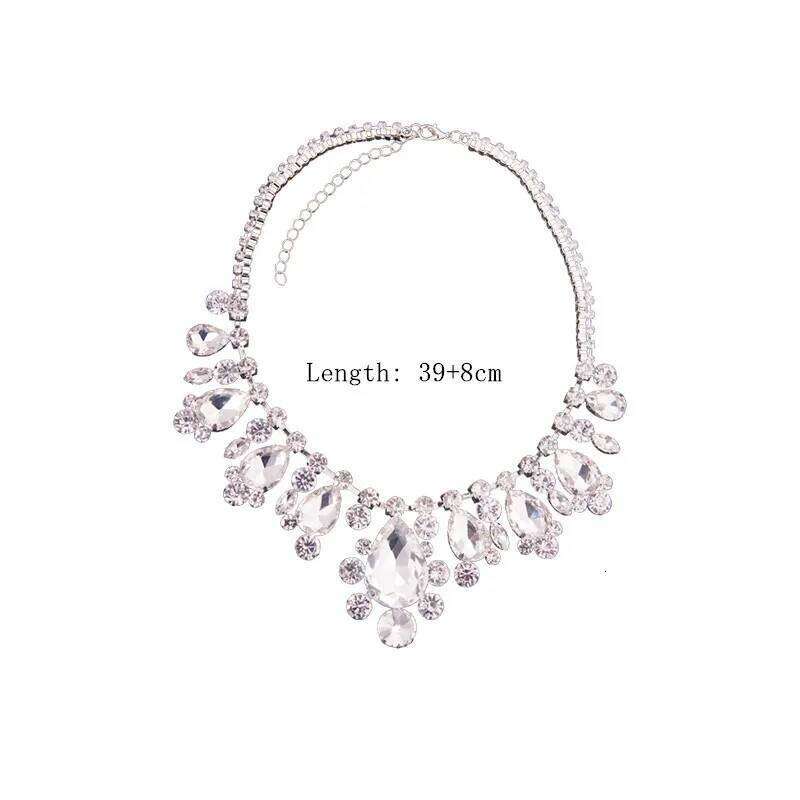 FYUAN Water Drop Crystal Choker for Women Silver Color Clavicle Chain Necklaces Bride Wedding Jewelry H260312