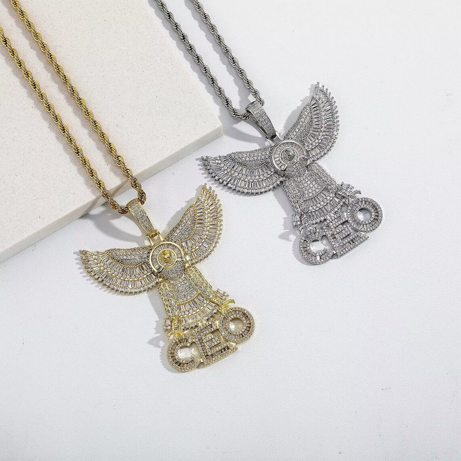 Men's Hip Hop Charm 18K Gold S925 Silver with Moissanite VVS Eagle Pendant Necklace