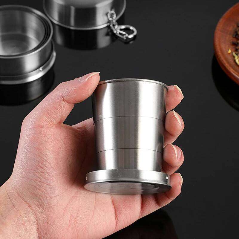 75/150/250ML Stainless Steel Collapsible Expandable Teacups Portable Outdoor Travel Camping Mugs Mini Handy Cup Z260314