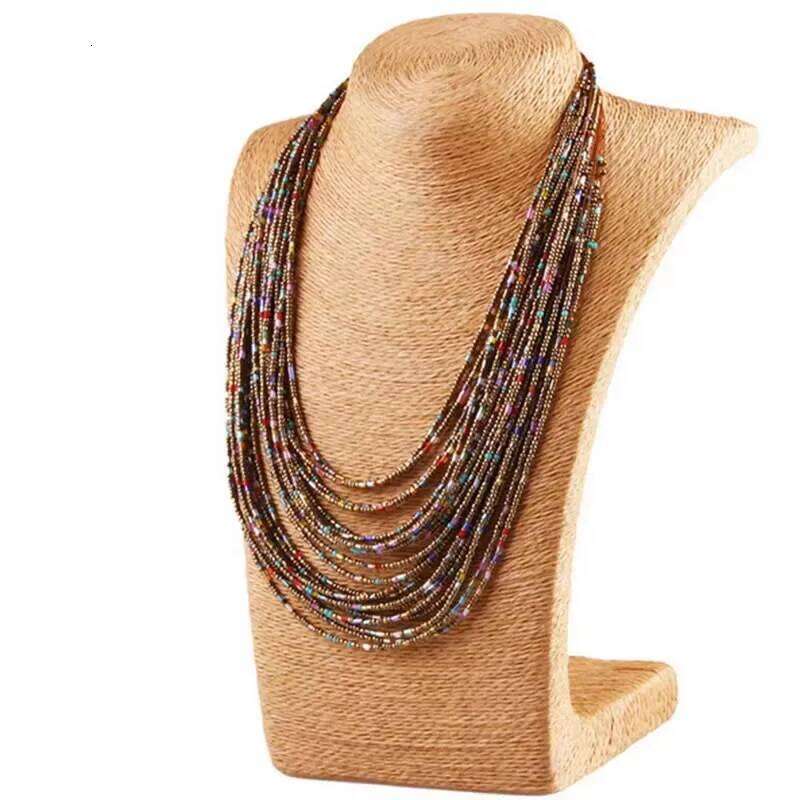 Multi-layered Handmade Seed Beads Waterfall Shaped Tassels Necklaces for Women Boho Jewelry Holiday Party Gifts H260312