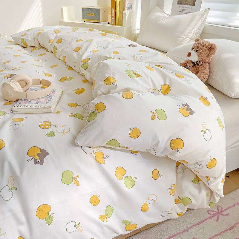Adorable Minimalist 100% Cotton Duvet Cover Set with Pillowcases - Single or Double Bed Sizes, Add Touch of Cuteness to Bedroom H260312 - view 6