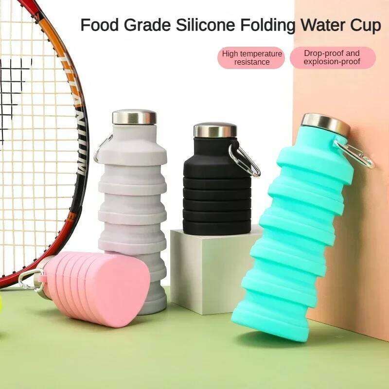 Collapsible Silicone Water Bottle 500ml BPA Free Portable Telescopic Cup for Outdoor Travel Sport Gym Camping Hiking Accessories Z260314