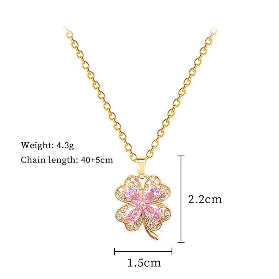 Titanium Steel Pink Lucky Cr Necklace for Women Elegant Choker Versatile Jewelry Accessory H260312