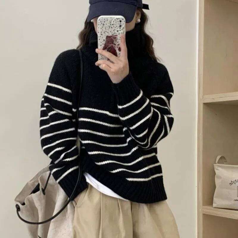 Fashion Striped Pullover Sweater Women Knitted Shirts Autumn Winter Female O-neck Knitwear Long Sleeve Casual Sweaters Knit Tops Z260313