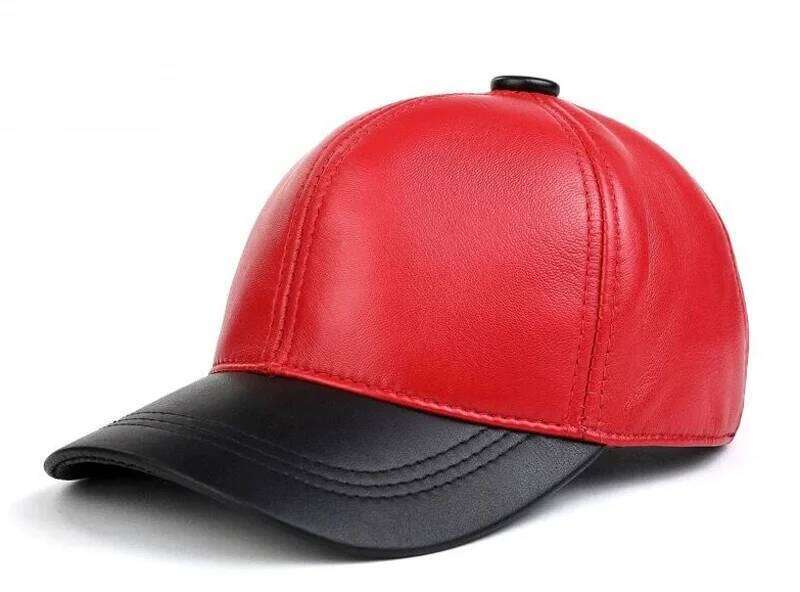 Sheepskin Baseball Cap Adjustable Block Fashion Spring Winter Candy Color Real Leather Hip Pop Hat Z260314