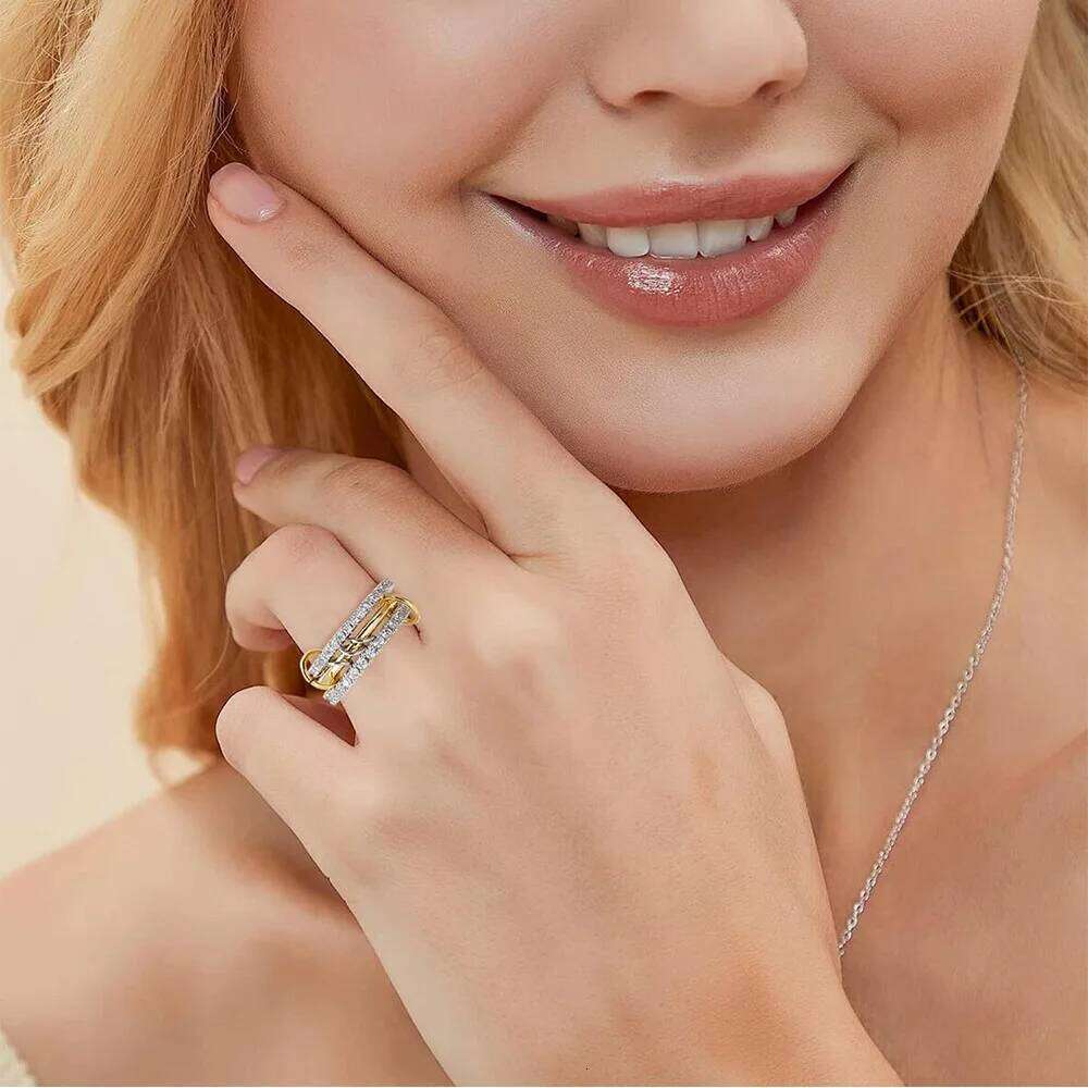 2025 New Arrived Gold Plated 3 Circle Stacking Rings for Women Micro Paved 5A Cubic Zirconia Ring Stackable Full Finger Jewelry H260312