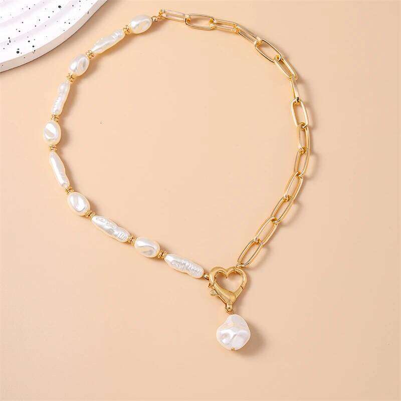 Fashion Handmade Imitation Pearl Choker for Women Hollow Heart Necklace Girls Party Festival Jewelry Gifts H260312