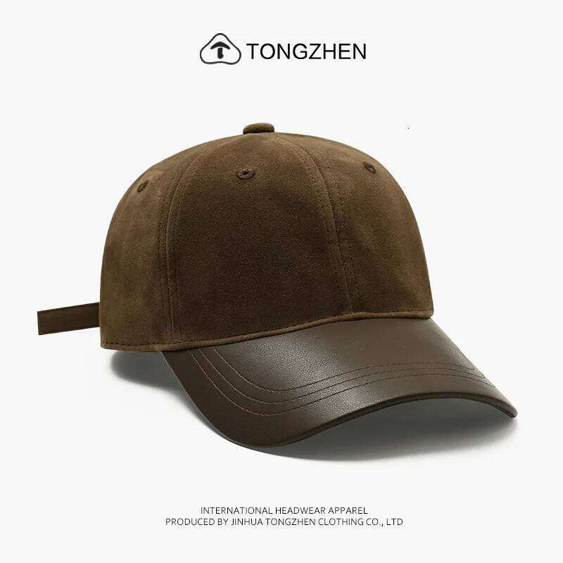 Autumn Winter Korean Men Women Versatile Retro Suede Splicing Premium Women's Fashion Casual PU Brim Baseball Cap Z260313