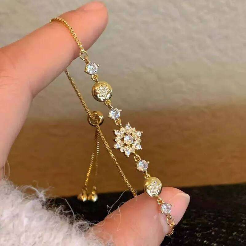 Luxury Zircon Snowflake Bracelets For Women Girls Exquisite Crystal Flower Adjustable Chain Bracelet Wedding Jewelry Gifts Z260313