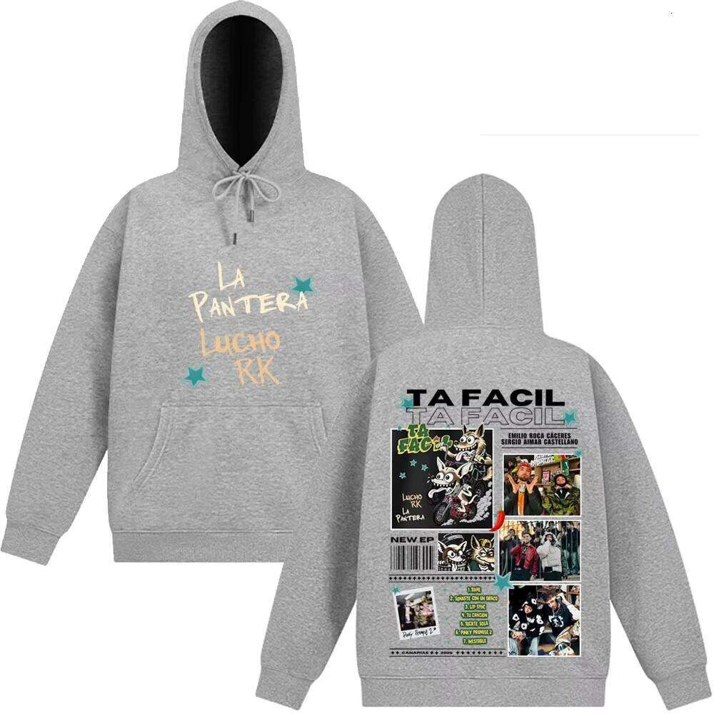 Rapper La Panter Lucho Rk Ta Facil Album 2025 Tour Fashion Print Hoodie Men Women Harajuku Hip-hop Oversized Tracksuit Fan Gifts Z260314