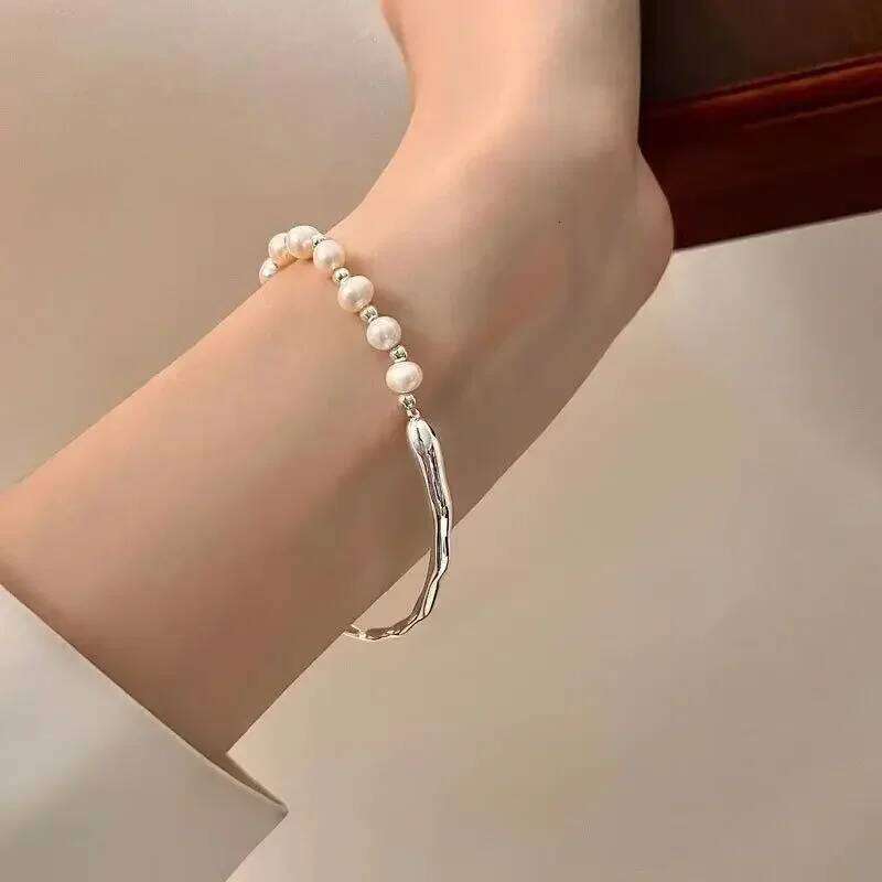 Luxury 925 Sterling Silver Knots Pearl Bracelet For Women Vintage Irregular Metal Charm Bracelets Fashion Party Jewelry Gifts Z260313