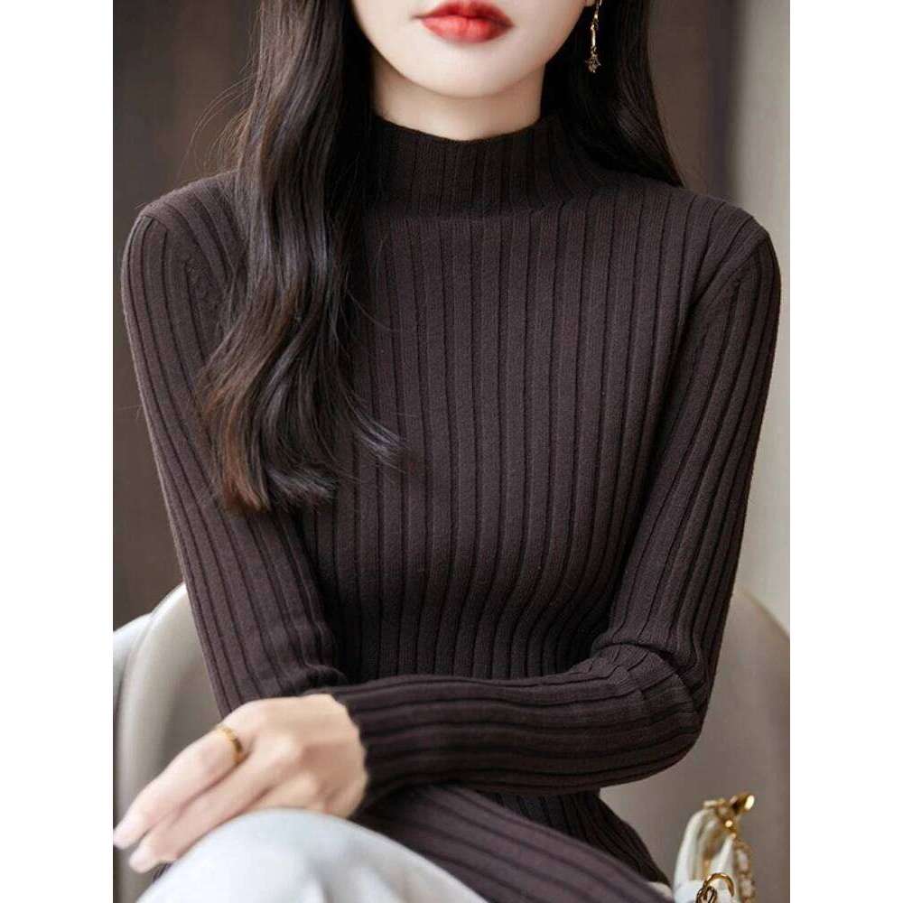 2025 Autumn Winter Knitted Woman Sweaters Ribbed Turtleneck Sweater Clothes Long Sleeve Slim Basic Pullover Women Solid Tops Z260313