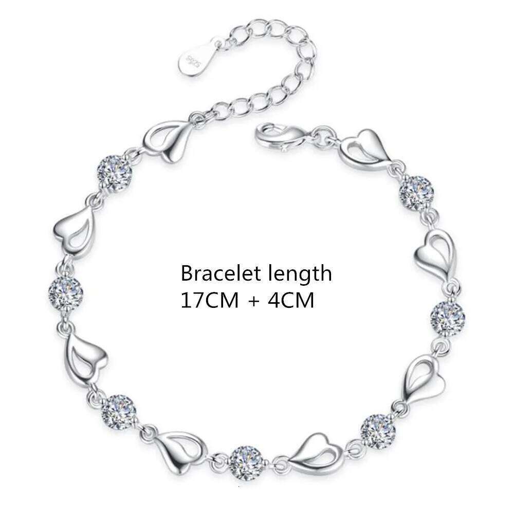 925 Sterling Silver Bracelet Jewelry High Quality Retro Heart Wedding Shaped Cubic Zirconia Length 20CM Z260313