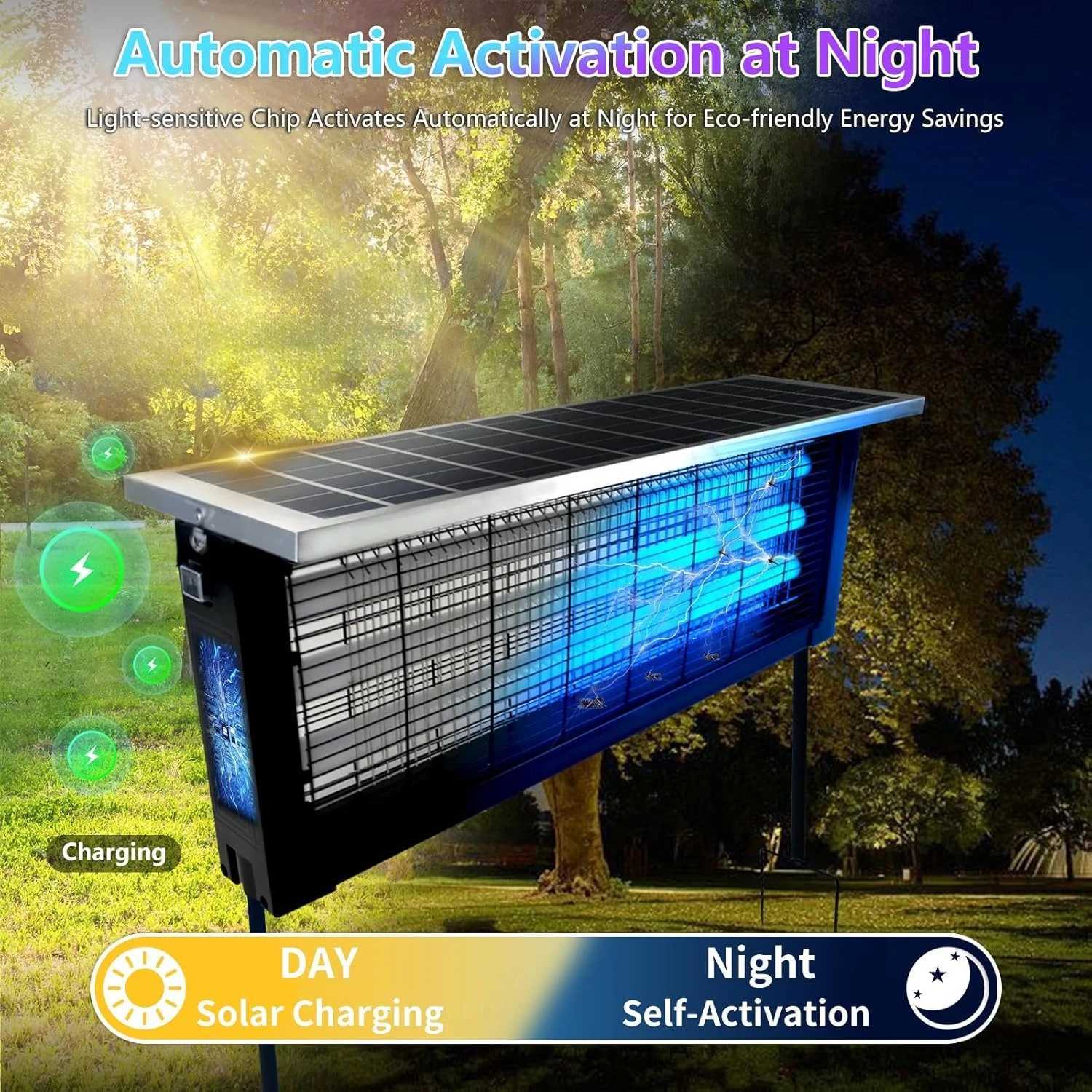 Powerful Large Solar Bug Zapper Outdoor Rechargeable Mosquito Killer Lamp Mosquito Repellent for Patio Garden Backyard Camping H260313