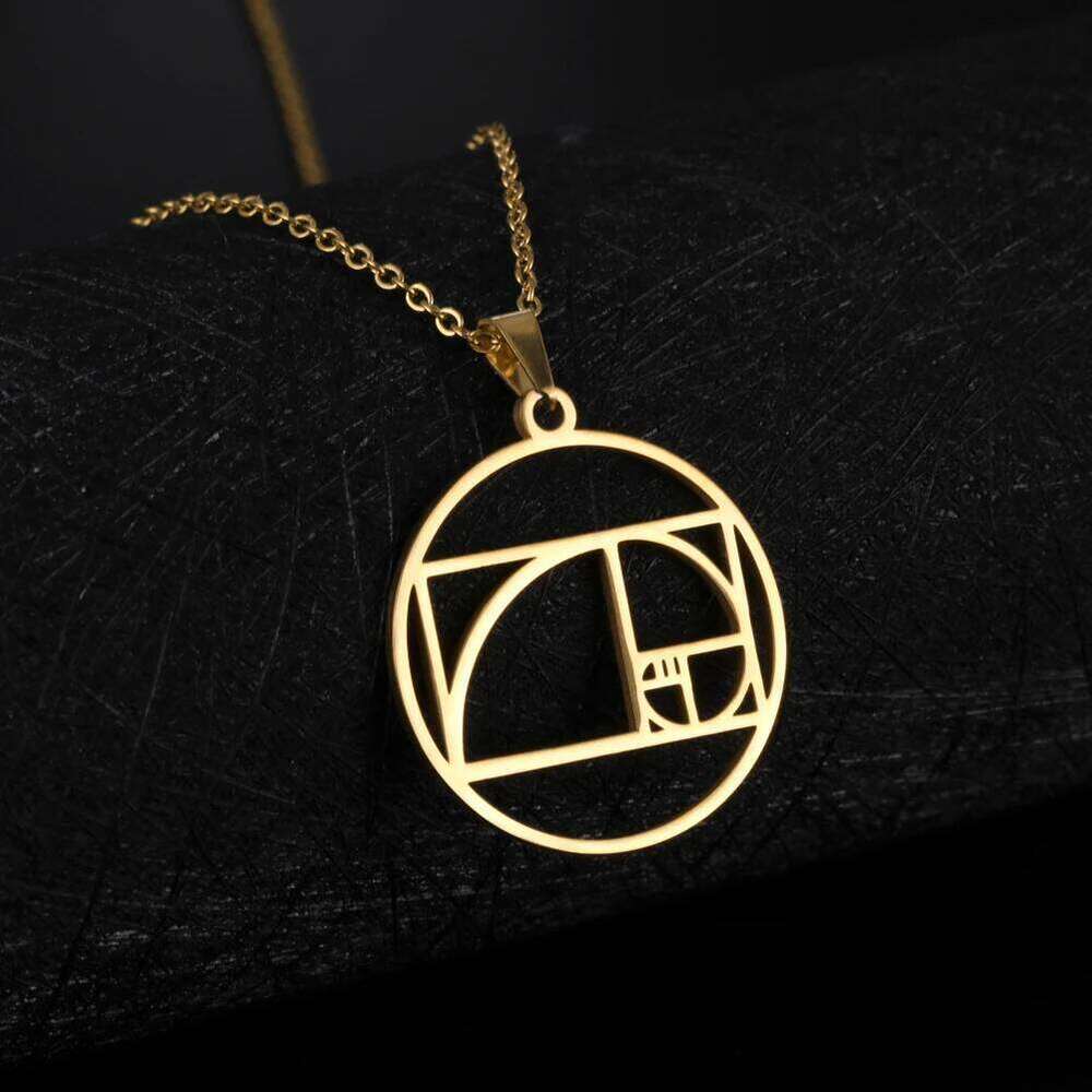 Skyrim Fibonacci Spiral Circle Triangle Golden Ratio Geometry Pendant Stainless Steel Women Choker Necklace Jewelry H260312