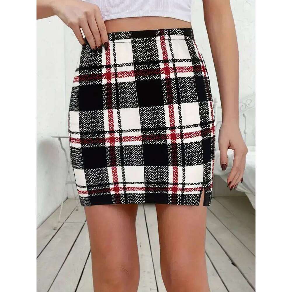 Pencil Mini Skirts Plaid A-line Sexy Micro Offiece Hip Elegant Streetwear High Waist Lady Short Skirt for Women 2024 Z260314